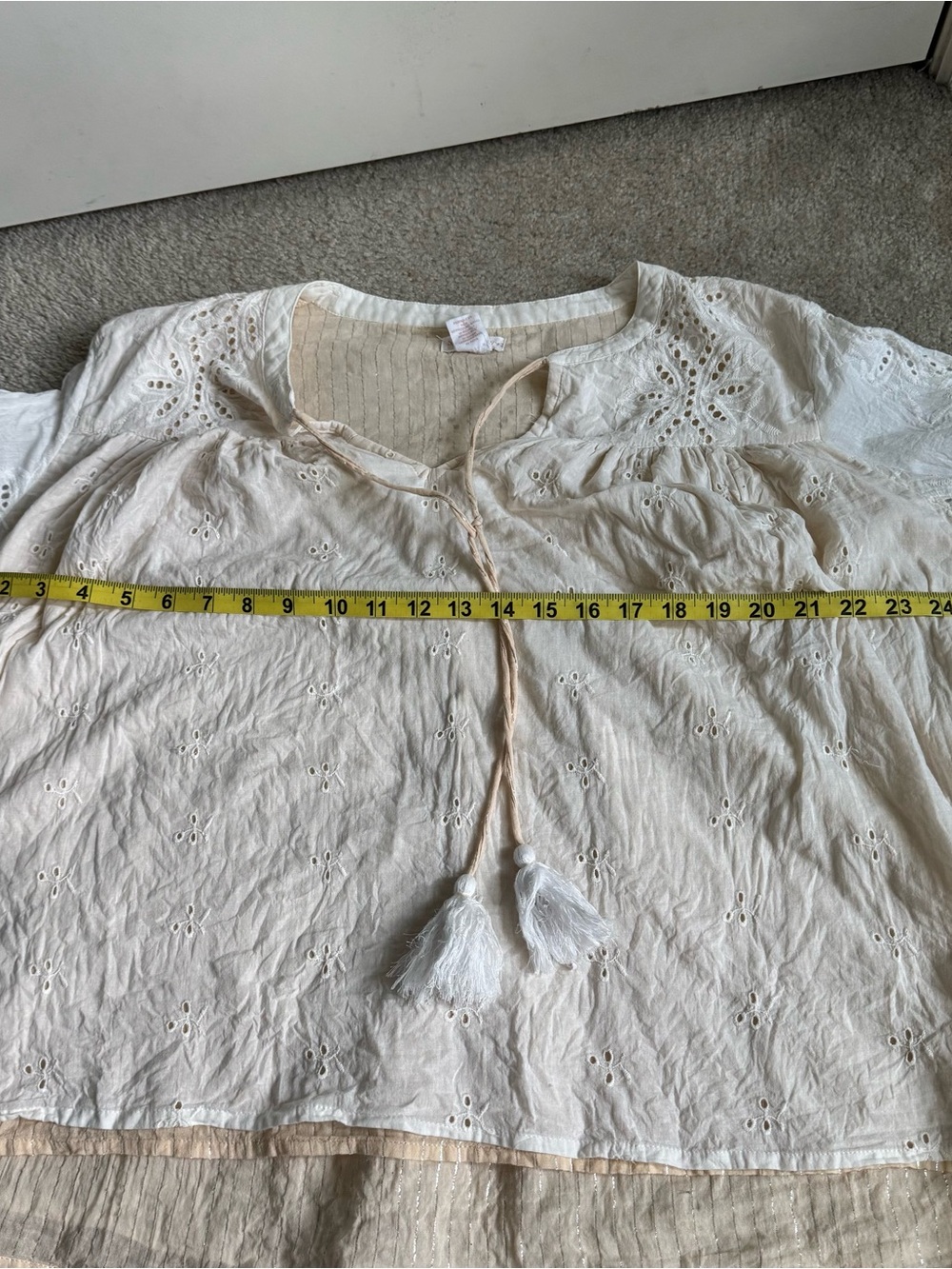 Women’s Shabby Chic Cream Eyelet Lace Blouse Top Boho Cottagecore XL - Picture 3 of 11
